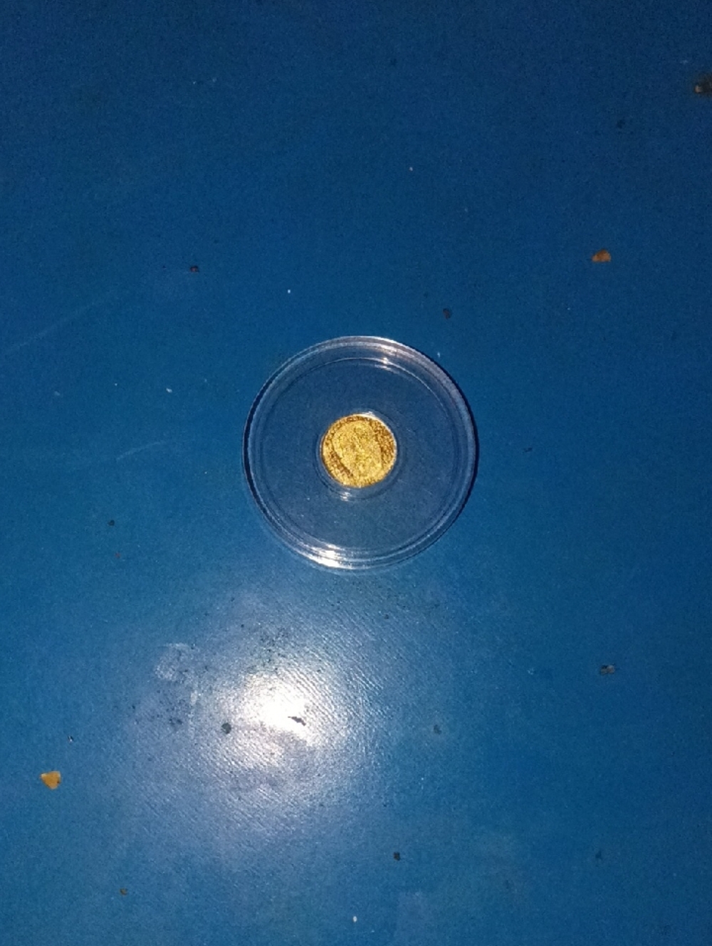 Small Gold Coin in Clear Display Case